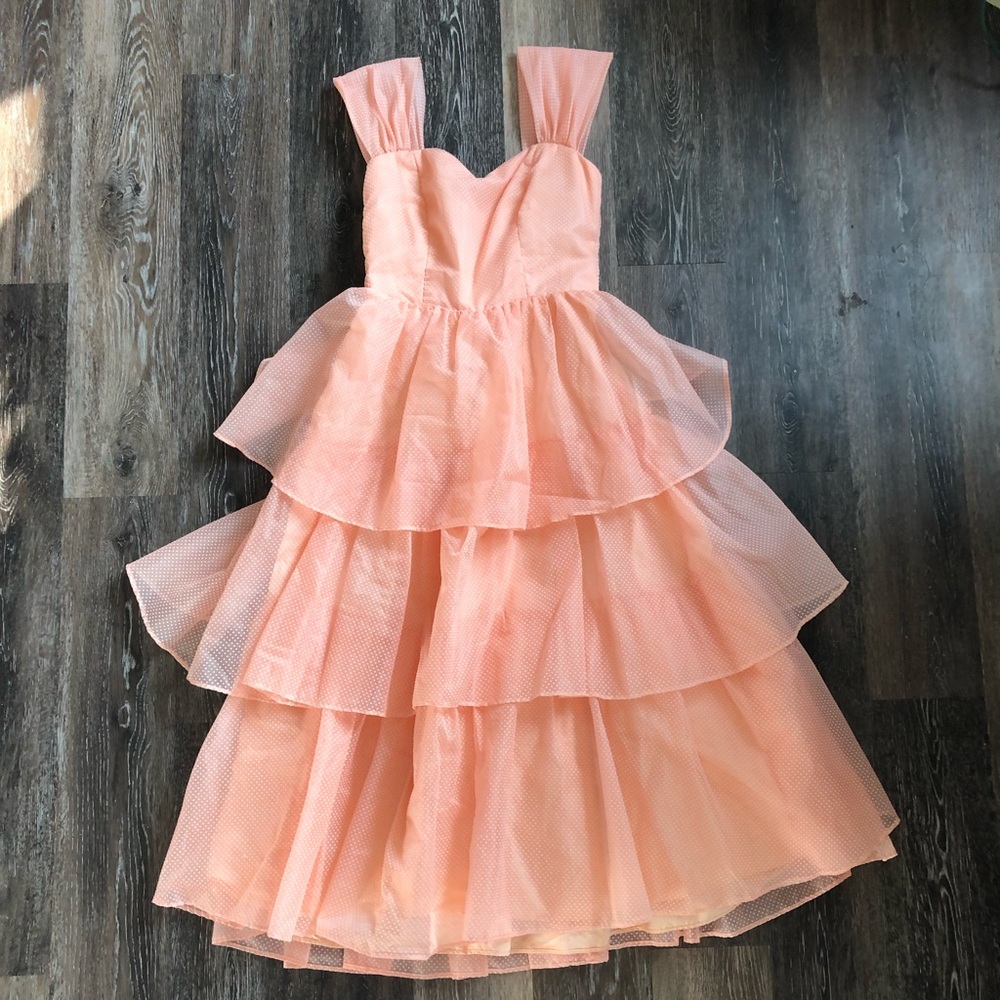 VINTAGE 80S POLKA FOT PROM DRESS